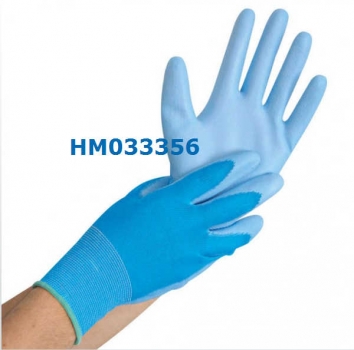 Arbeitshandschuh blau, 12 Paar, S (Nylonfeinstrickhandschuhe, PU Handfläche)