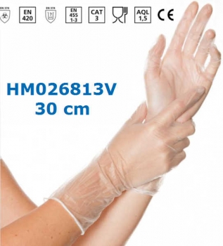 Vinyl Handschuh IDEAL LONG (puderfrei, Länge 30 cm,  weiß)