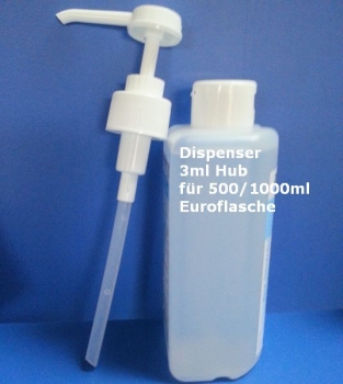 Dispenser / Dosierpumpe 3 ml Hub (500 &1000 ml Fl.)