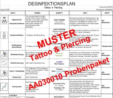 Hygieneplan Tattoo & Piercing (zu Probepaket AA030010)