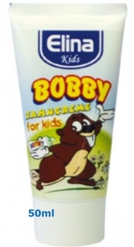 Kinderzahncreme Bobby 50 ml (Kariesschutz, milder Schaum, fruchtig)