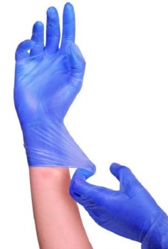 Latex-Handschuh SKIN, gepudert (L, 24 cm,  blau)