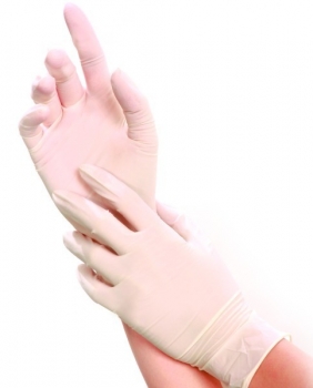 Latex-Handschuh SKIN, gepudert (S, 24 cm,  weiß,)