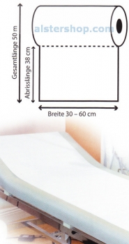 Liegen-Abdeckrolle 2-lagig, weiß (50 cm x 50 m, PE & Zellstoff)