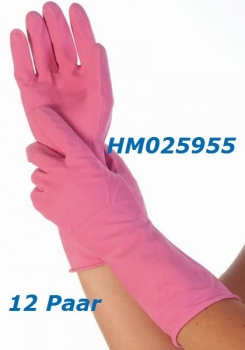 12  Paar Universalhandschuh, pink (M, 30 cm, rosa / pink, Spülhandschuh)